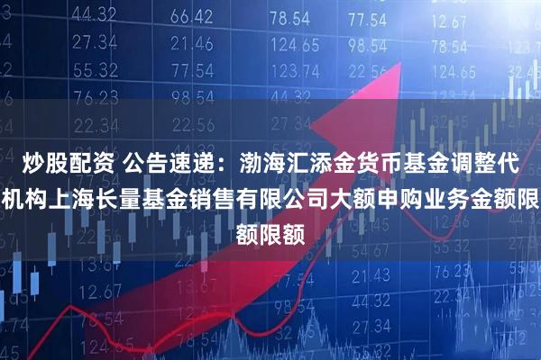 炒股配资 公告速递:渤海汇添金货币基金调整代销机构上海长量基金销售有限公司大额申购业务金额限额